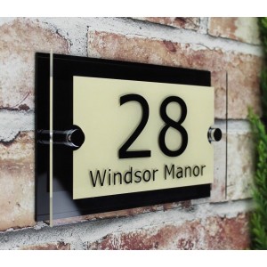 House Number Plaques Glass Effect Acrylic Signs Door Plates Name Wall Display   192533516317